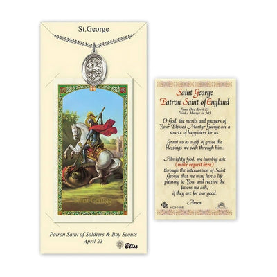 St. George Pewter 1-inch Medal with a Holy Prayer Card Gift Set, Bliss Manufacturing