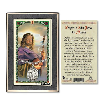 St. James the Apostle Sterling Silver 1-inch Medal with a Prayer Holy Card Gift Set, Bliss Manufacturing