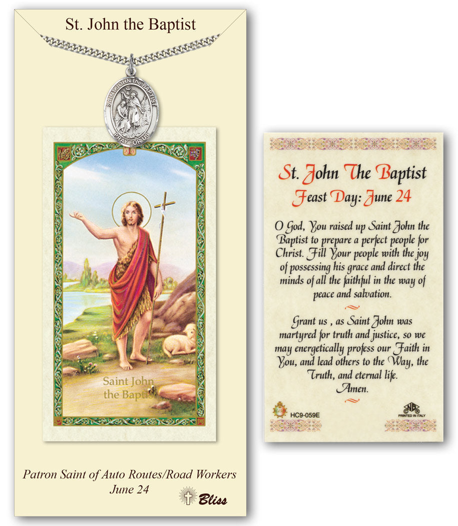 Bliss St John the Baptist Medal and Prayer Holy Card Gift Set