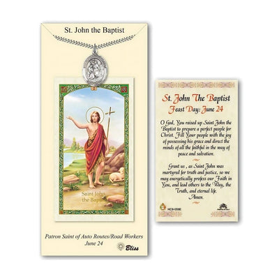St. John the Baptist Pewter 1-inch Medal with a Prayer Holy Card Gift Set, Bliss Manufacturing