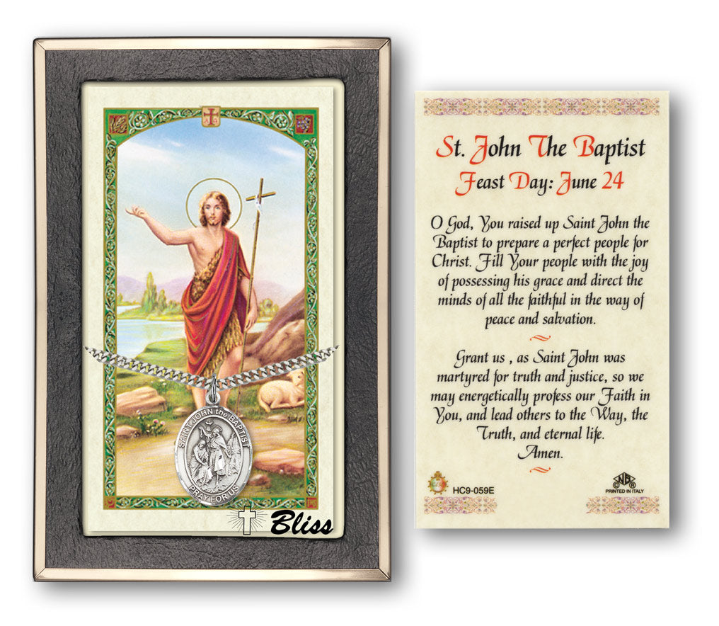 Bliss St John the Baptist Medal and Prayer Holy Card Gift Set