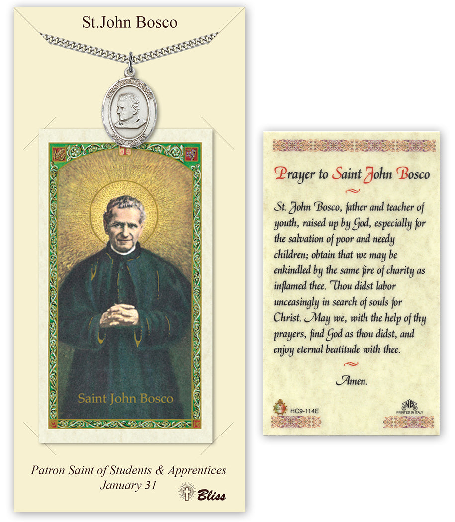 Bliss St John Bosco Medal and Prayer Holy Card Gift Set