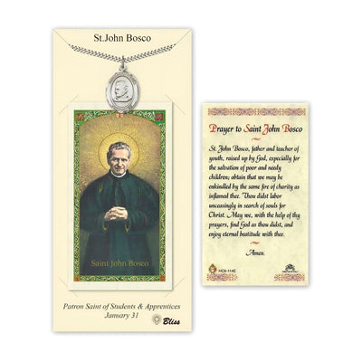 St. John Bosco Pewter 1-inch Medal with a Prayer Holy Card Gift Set, Bliss Manufacturing