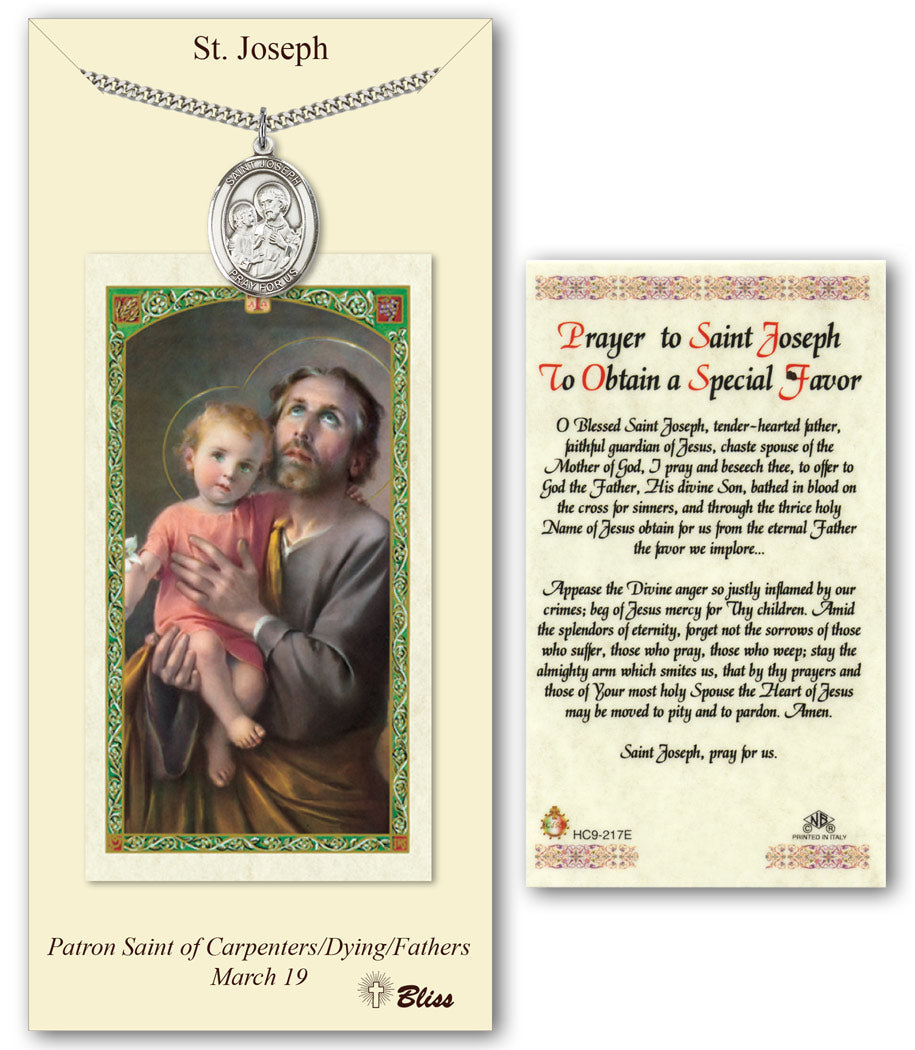 Bliss St Joseph & Child Jesus Medal and Prayer Holy Card Gift Set