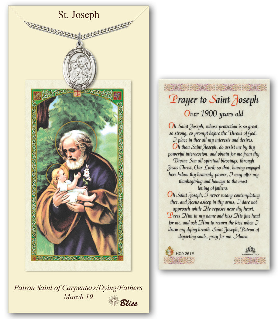 Bliss St Joseph Medal and Over 1900 Years Prayer Holy Card Gift Set