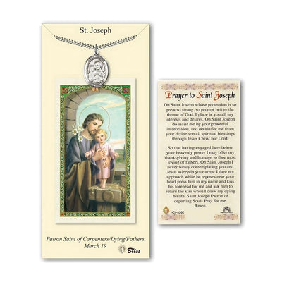 St. Joseph Pewter 1-inch Medal with a Prayer Holy Card Gift Set, Bliss Manufacturing