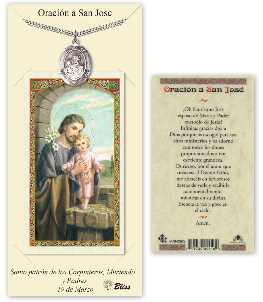 Bliss Spanish San Jose Medal and Prayer Holy Card Gift Set