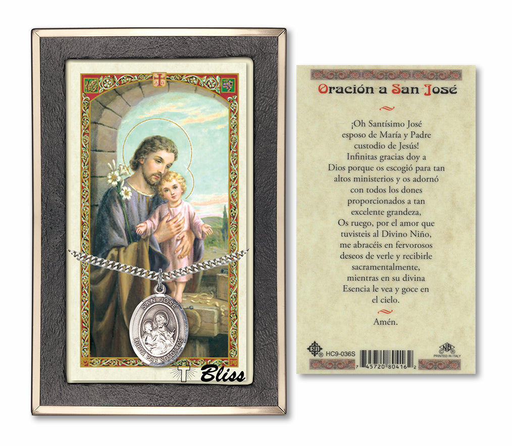 Bliss Spanish San Jose Medal and Prayer Holy Card Gift Set