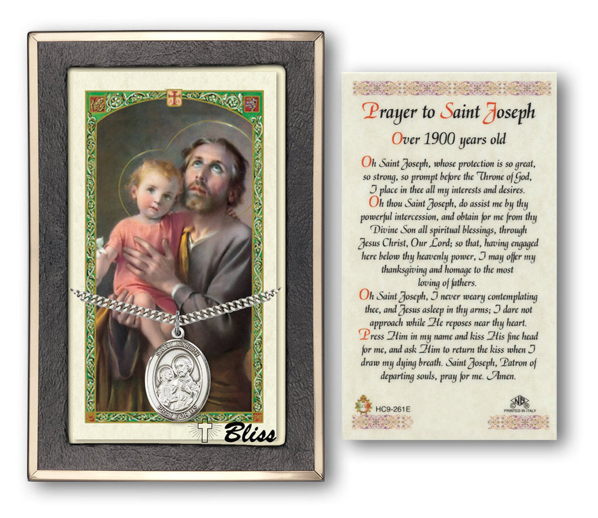 Bliss St Joseph & Child Jesus Medal and Prayer Holy Card Gift Set