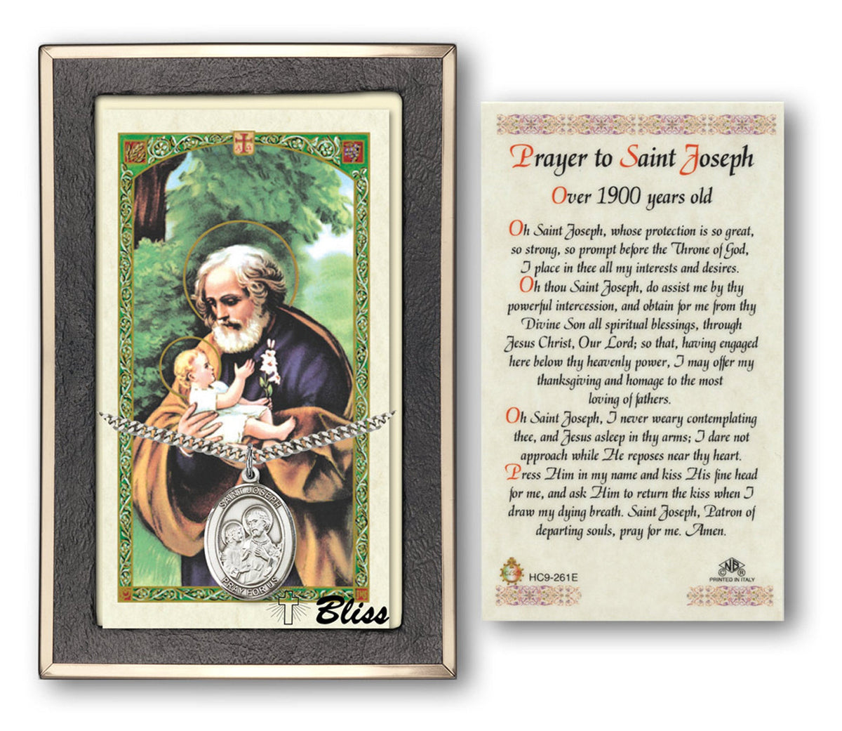 Bliss St Joseph Medal and Over 1900 Years Prayer Holy Card Gift Set