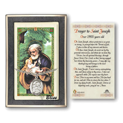 St. Joseph Over 1900 Years Sterling Silver 1-inch Medal with a Prayer Holy Card Gift Set, Over 1900 Years Old, Bliss Manufacturing