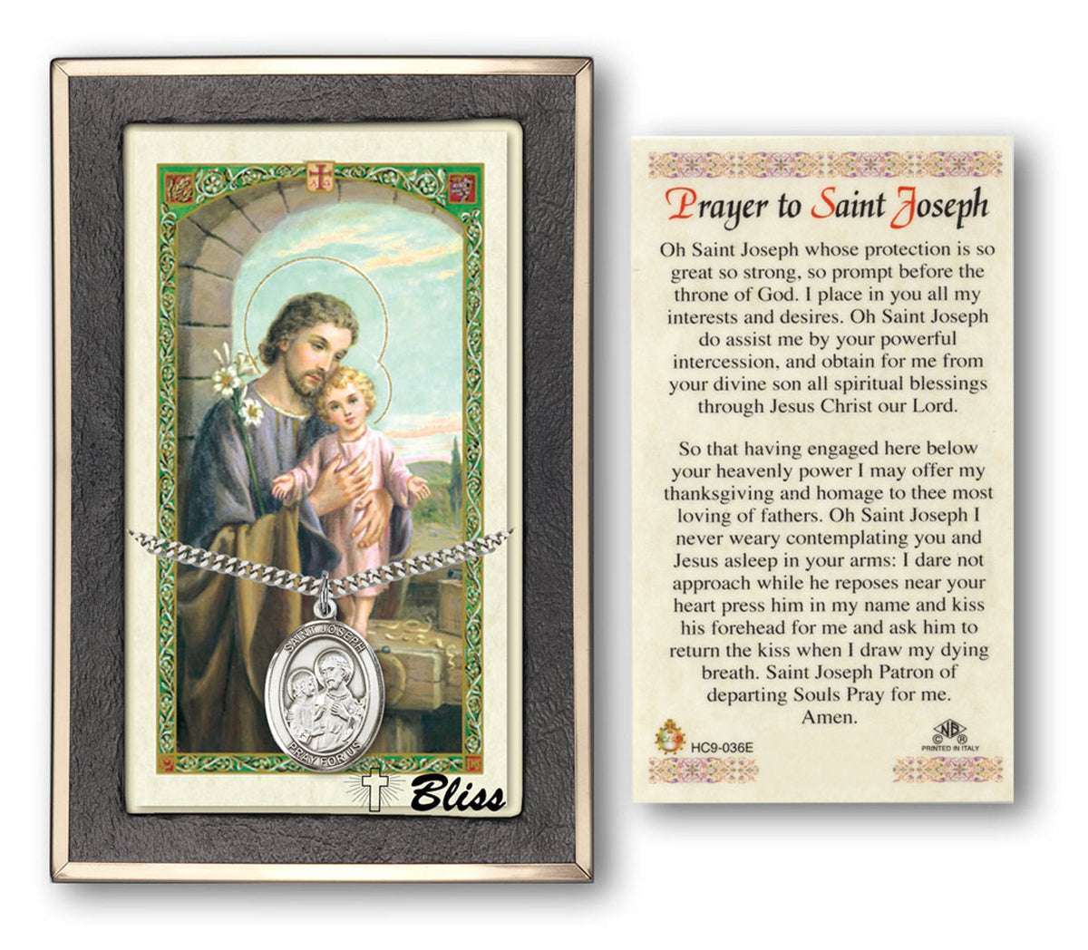 Bliss St Joseph Medal and Prayer Holy Card Gift Set