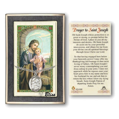 St. Joseph Sterling Silver 1-inch Medal with a Prayer Holy Card Gift Set, Bliss Manufacturing