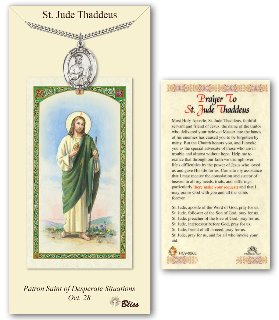 Bliss St Jude Thaddeus Medal and Prayer Holy Card Gift Set