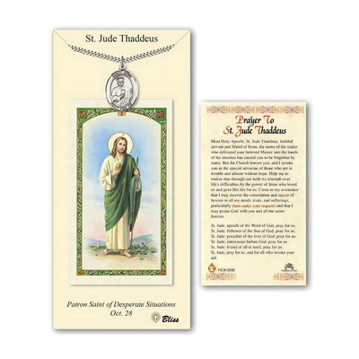 St. Jude Thaddeus Pewter 1-inch Medal with a Prayer Holy Card Gift Set, Bliss Manufacturing