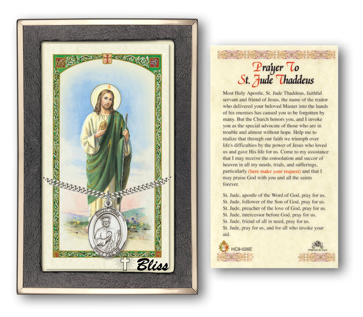 Bliss St Jude Thaddeus Medal and Prayer Holy Card Gift Set