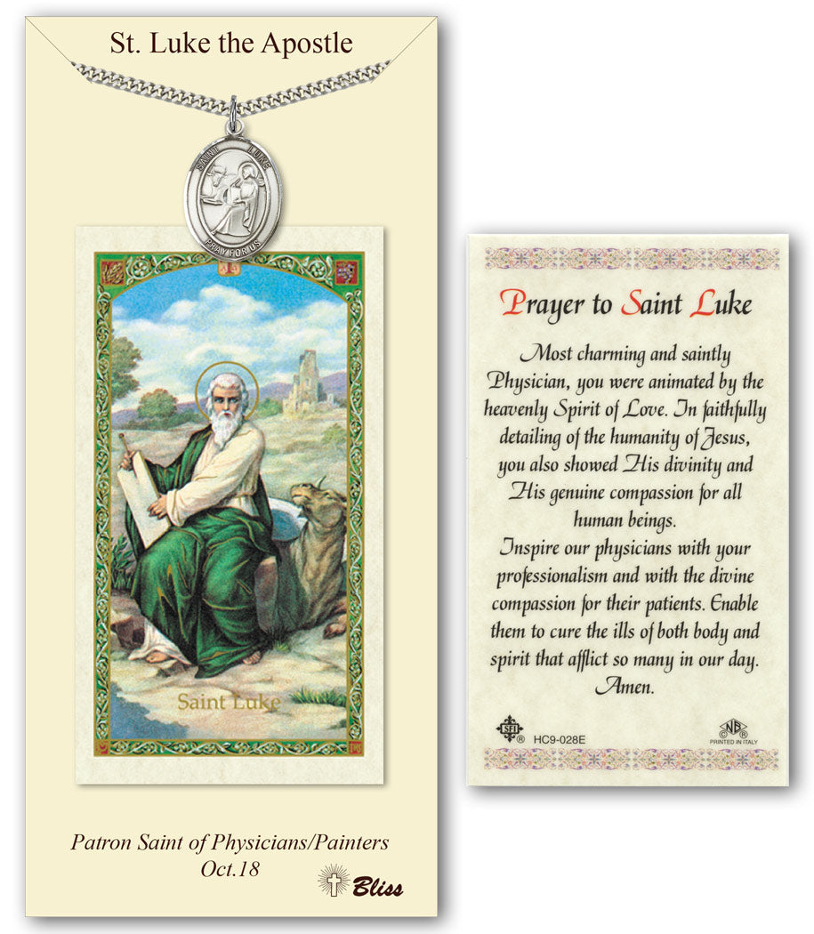 Bliss St Luke the Apostle Medal and Prayer Holy Card Gift Set