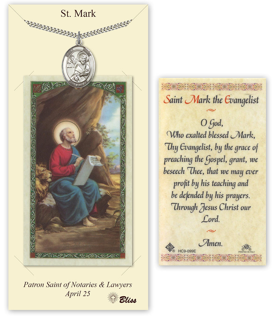 Bliss St Mark the Evangelist Medal and Prayer Holy Card Gift Set