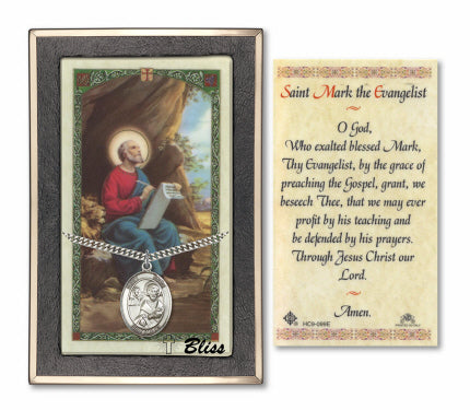 Bliss St Mark the Evangelist Medal and Prayer Holy Card Gift Set