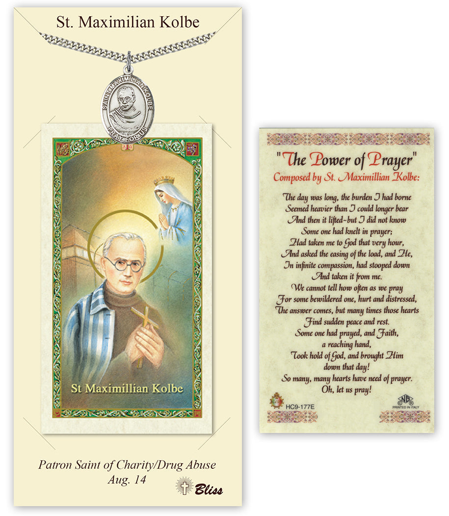 Bliss St Maximilian Kolbe Medal and Prayer Holy Card Gift Set