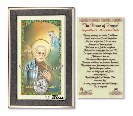 Bliss St Maximilian Kolbe Medal and Prayer Holy Card Gift Set