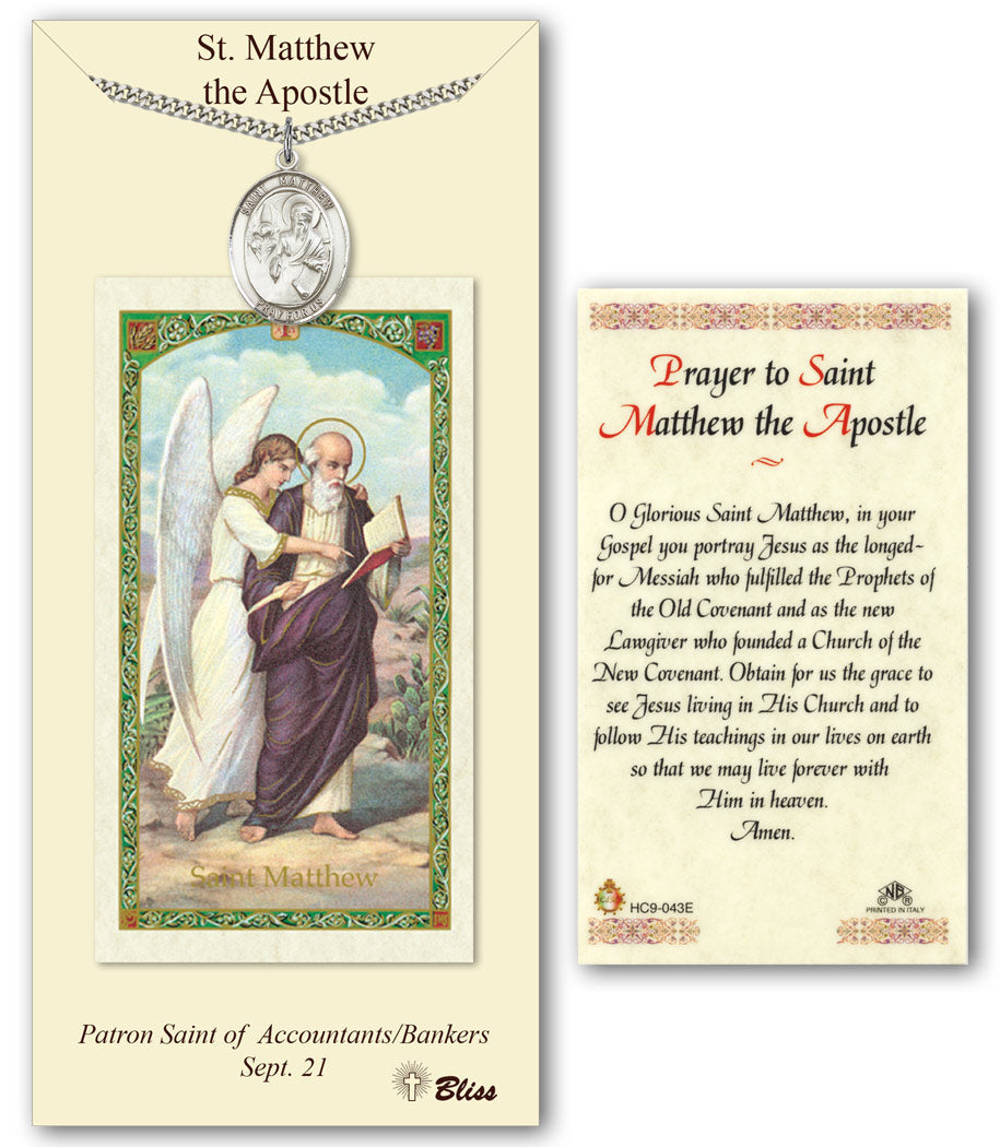 Bliss St Matthew the Apostle Medal and Prayer Holy Card Gift Set