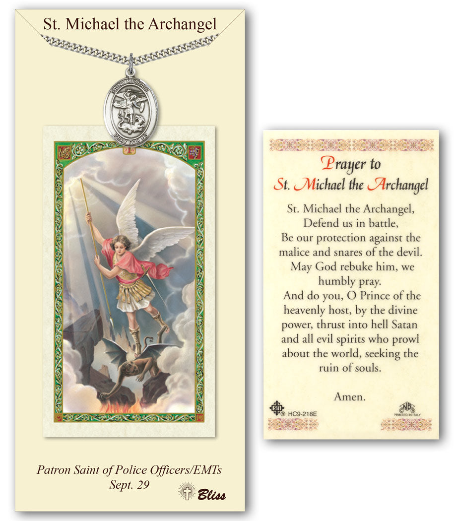 Bliss St Michael the Archangel Medal and Prayer Holy Card Gift Set