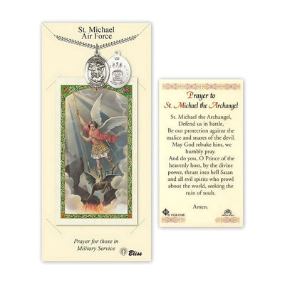 Air Force St. Michael Archangel Pewter 1-inch Medal with a Prayer Holy Card Gift Set, Bliss Manufacturing