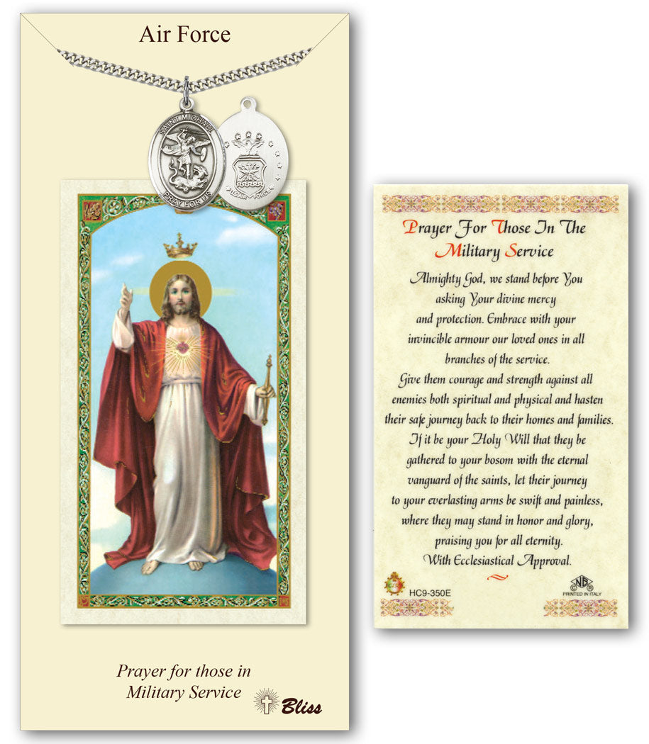 Bliss St Michael Air Force Medal and Military Prayer Holy Card Gift Set