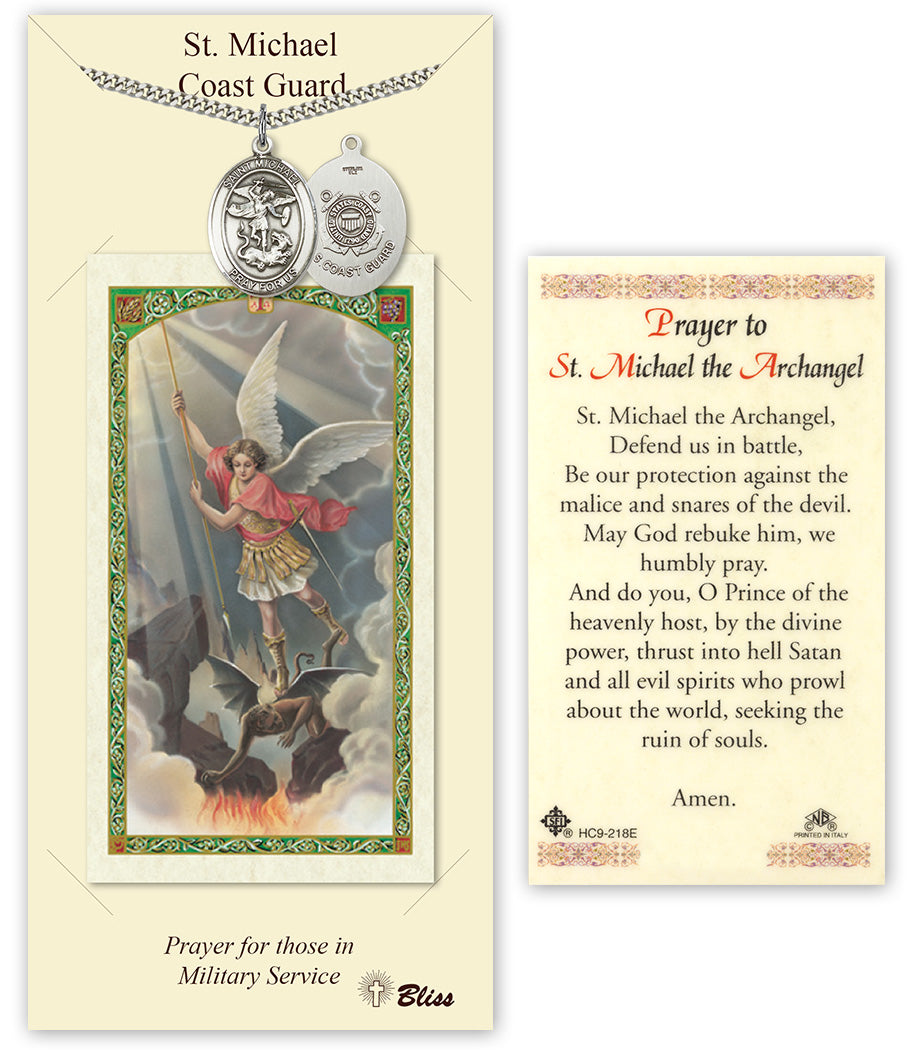 Bliss St Michael Coast Guard Medal and Prayer Holy Card Gift Set