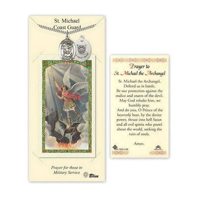 Coast Guard St. Michael Archangel Pewter 1-inch Medal with a Prayer Holy Card Gift Set, Bliss Manufacturing
