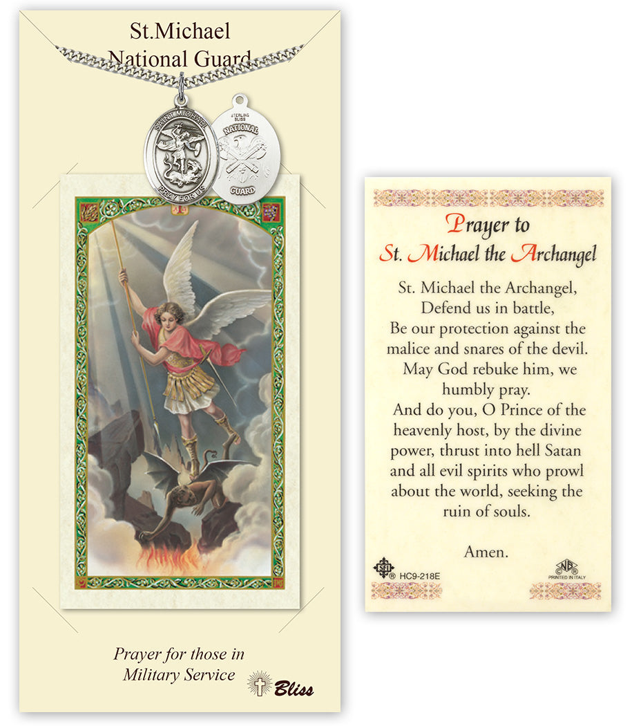 Bliss St Michael National Guard Medal and Prayer Holy Card Gift Set