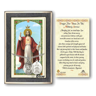 Air Force St. Michael Archangel Sterling Silver 1-inch Medal with a Military Service Prayer Holy Card Gift Set, illustration of Jesus, Bliss Manufacturing