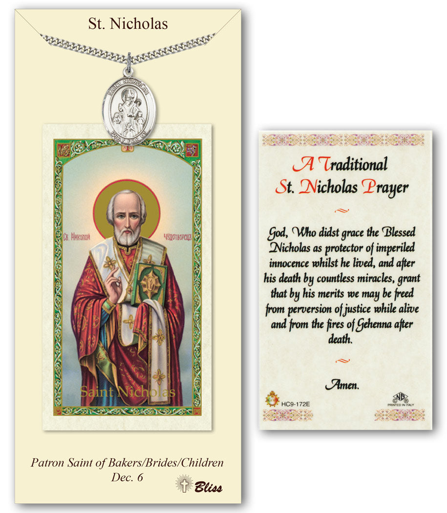 Bliss St Nicholas Medal and Prayer Holy Card Gift Set