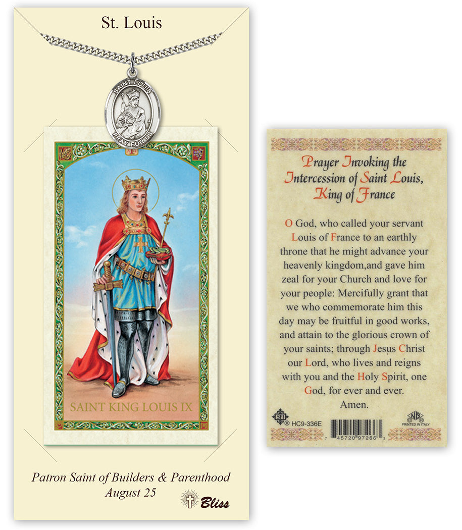 Bliss St Louis IX of France Medal and Prayer Holy Card Gift Set