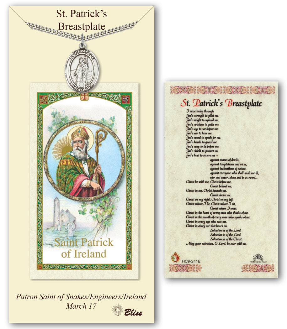 Bliss St Patrick Medal and Breastplate Prayer Holy Card Gift Set