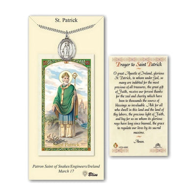St. Patrick Pewter 1-inch Medal with a Prayer Holy Card Gift Set, Bliss Manufacturing