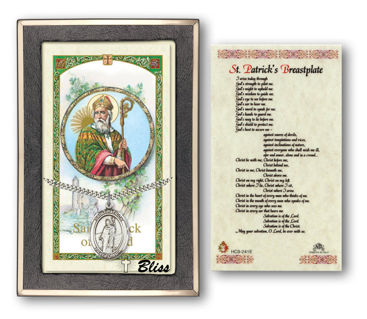 Bliss St Patrick Medal and Breastplate Prayer Holy Card Gift Set