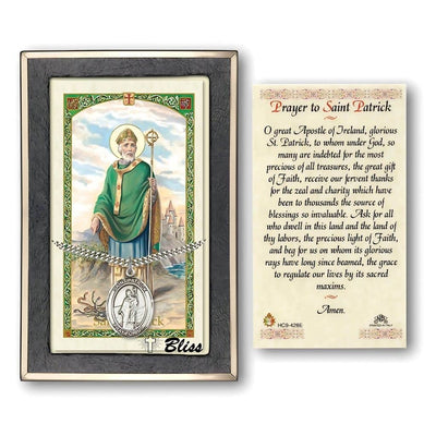 St. Patrick Sterling Silver 1-inch Medal with a Prayer Holy Card Gift Set, Bliss Manufacturing