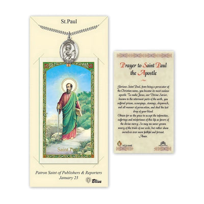 St. Paul Pewter 1-inch Medal with a Prayer Holy Card Gift Set, Bliss Manufacturing