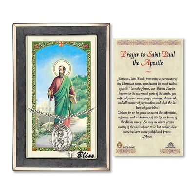 St. Paul Sterling Silver 1-inch Medal with a Prayer Holy Card Gift Set, Bliss Manufacturing