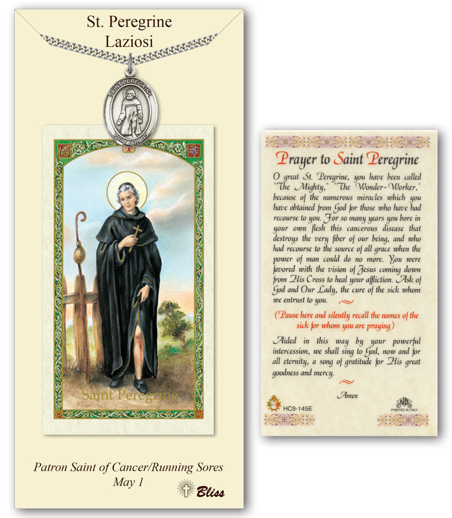 Bliss St Peregrine Laziosi Medal and Prayer Holy Card Gift Set