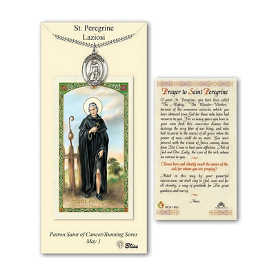 St. Peregrine Pewter 1-inch Medal with a Prayer Holy Card Gift Set, Bliss Manufacturing