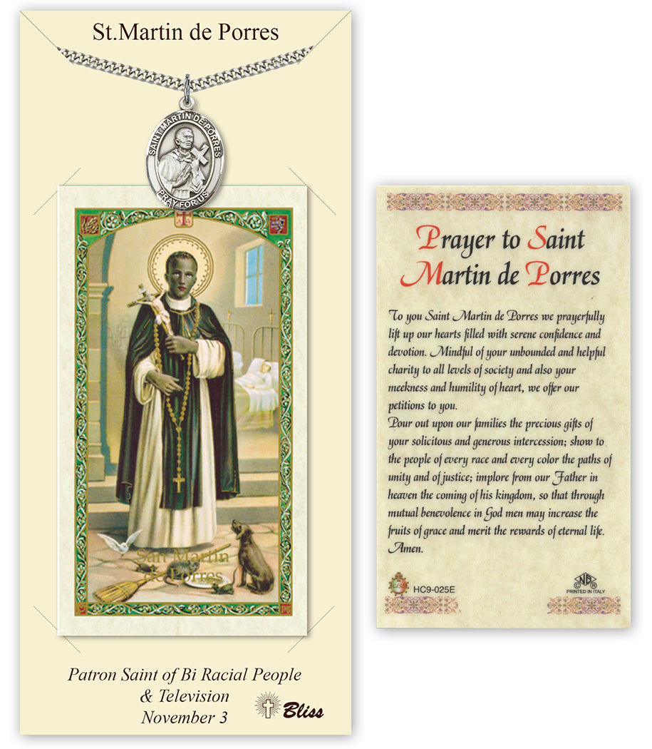 Bliss St Martin de Porres Medal and Prayer Holy Card Gift Set