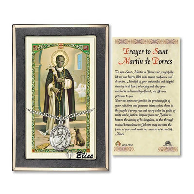 St. Martin de Porres Sterling Silver 1-inch Medal with a Prayer Holy Card Gift Set, Bliss Manufacturing