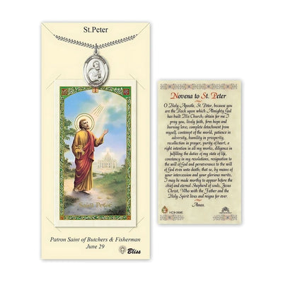 St. Peter Pewter 1-inch Medal with a Novena Prayer Holy Card Gift Set, Bliss Manufacturing