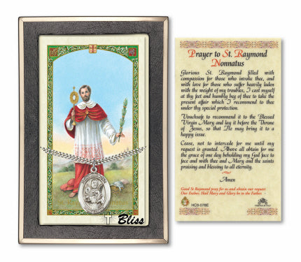 Bliss St Raymond Nonnatus Medal and Prayer Holy Card Gift Set