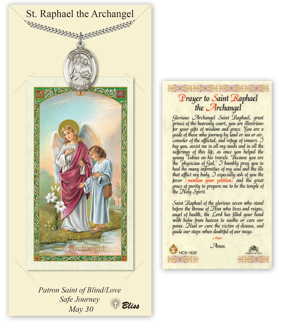 Bliss St Raphael the Archangel Medal and Prayer Holy Card Gift Set