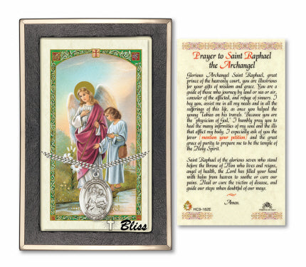 Bliss St Raphael the Archangel Medal and Prayer Holy Card Gift Set