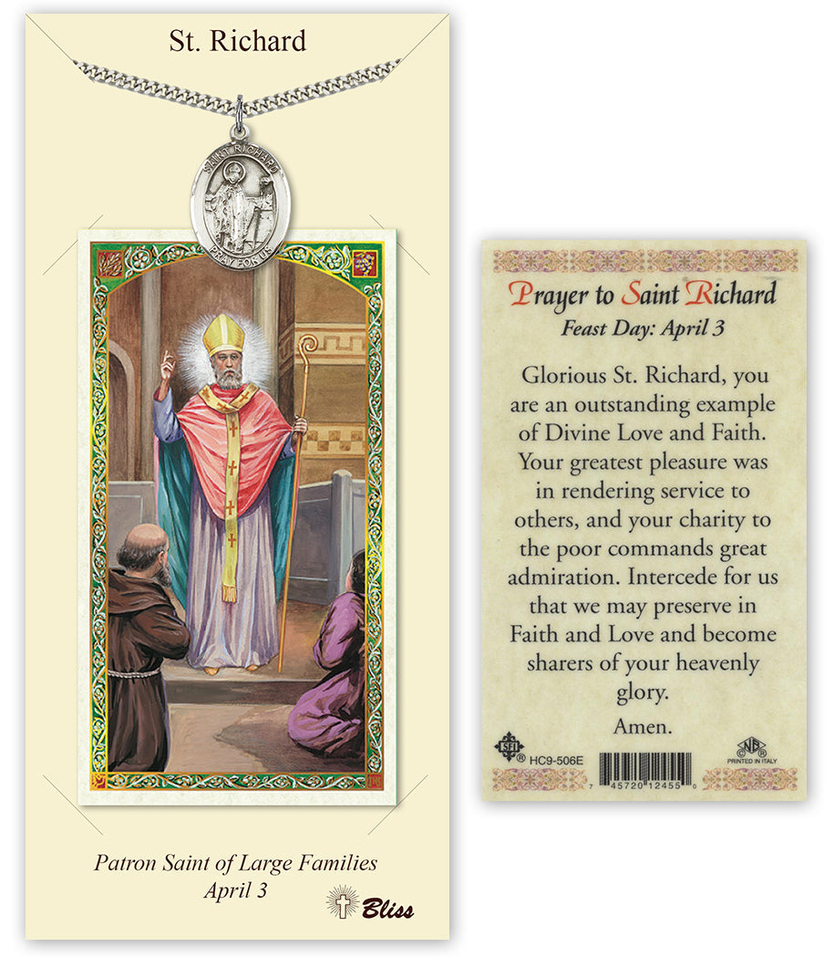 Bliss St Richard Medal and Prayer Holy Card Gift Set